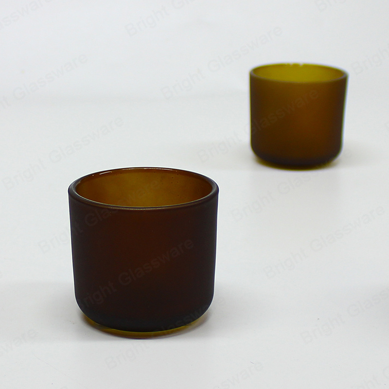 In Stock Small Dark Frosted Amber Tea Light Candle Holder Mini 80ml 3oz Empty Candle Jar Glass With Lid for Scented Candles