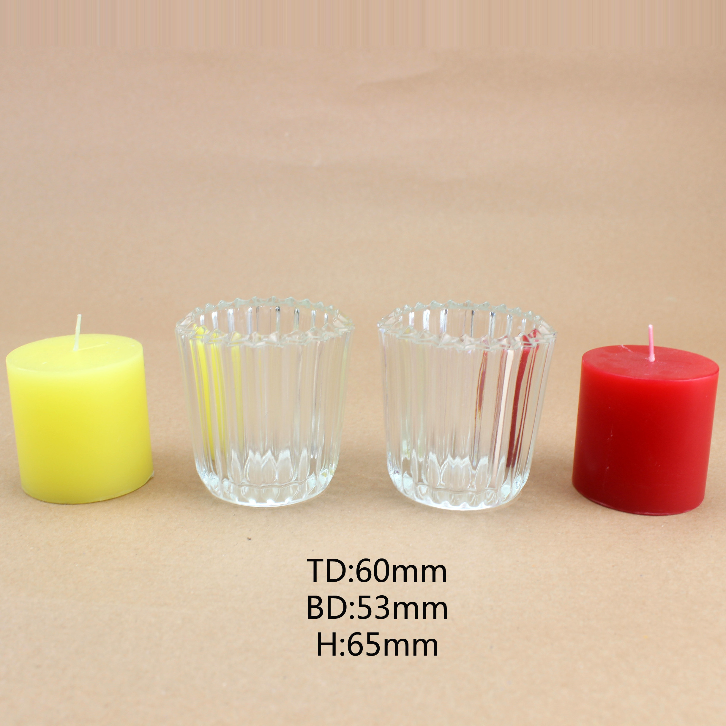 3oz Clear Stained-Glass Tea Light Holder Votice Candles Round Bottom Striped Tinily Small Glass Jar Tumbler