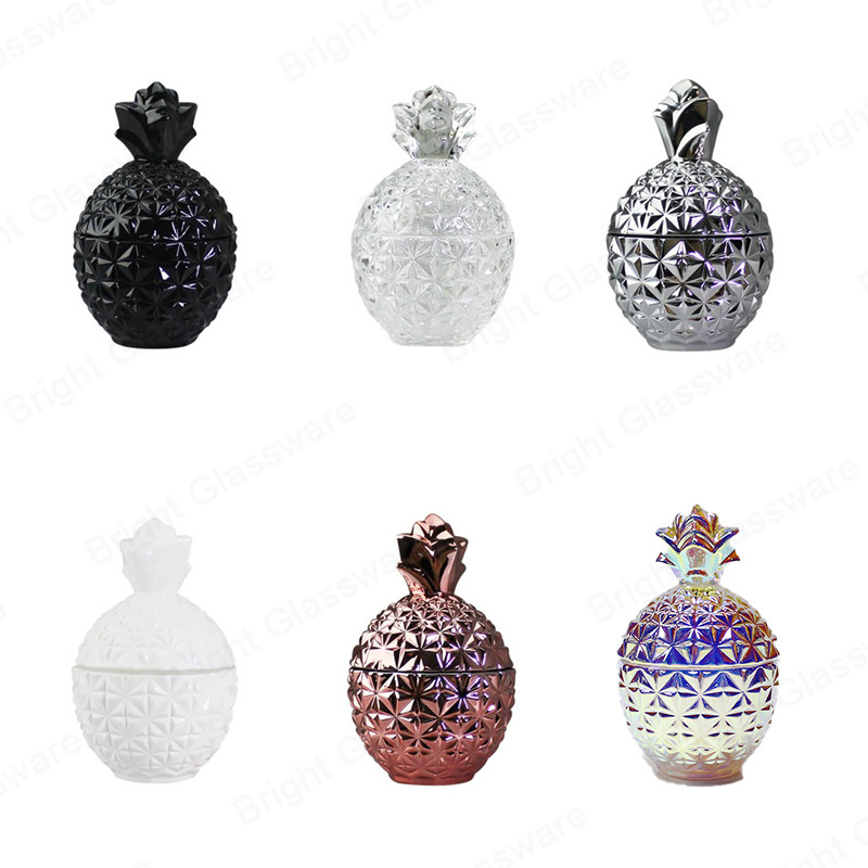 Unique Rainbow Pineapple Shaped Candle Jars With Glass Lid Pineapple Design Tealight Candle Holders For Decor In Bulk