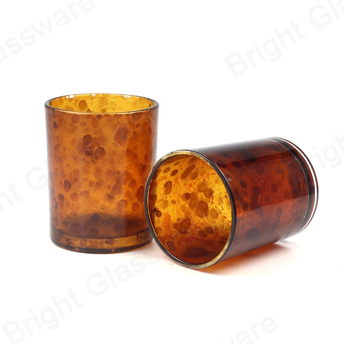 China manufactory 9oz tortoise shell votive glass candle holders with metal lid