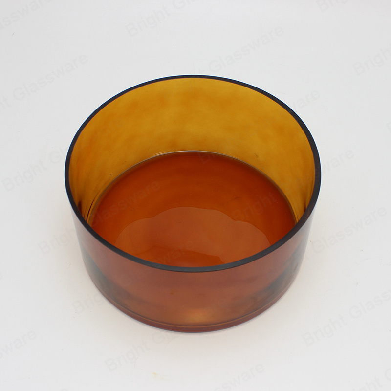 Wholesale 3 Wick Round Candles Holder 500ml 750ml 2000ml Clear Amber Large Glass Candle Bowls For Candle Making