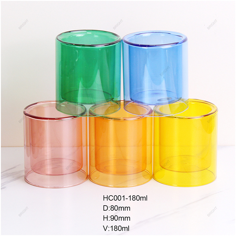 Wholesale Custom Luxury Candle Jar Glass Jar 6oz 10oz 11oz Translucent Color Empty Double Glass Candle Holder For Candle Making