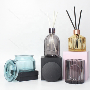 Free Sample Eco-friendly Reusable 50ml 100ml Aroma Bottles Striped Shiny Glass Bottle for Diffuser Wholesale