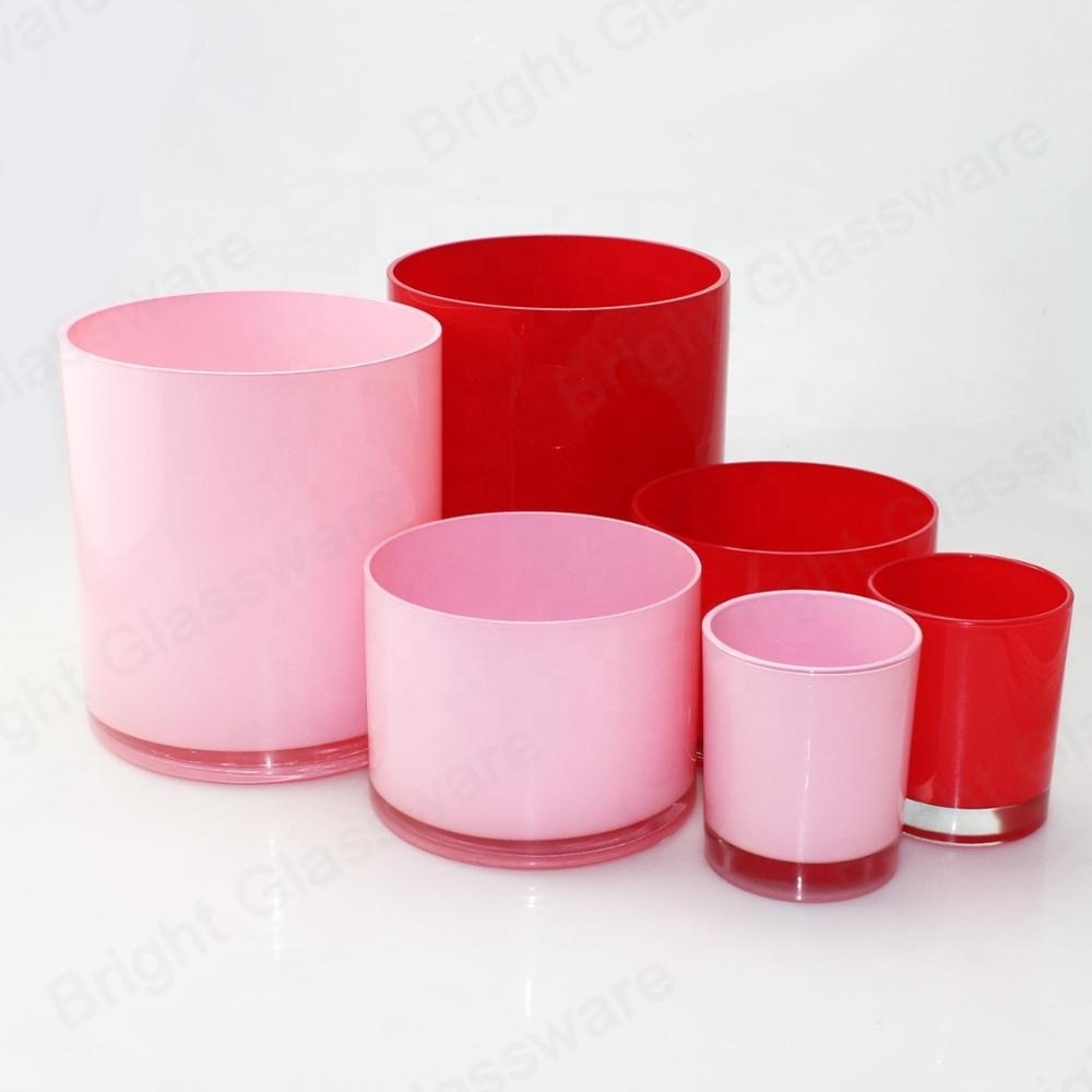 300ml 1000ml 2550ml big volume cylinder glass candle holder jar with metal lid for candle making