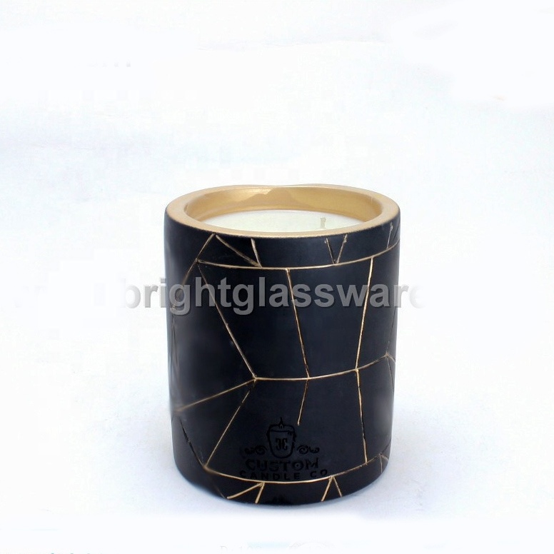 Decorative Natural Stone Concrete Candle Jar, Concrete cup For Candle Making