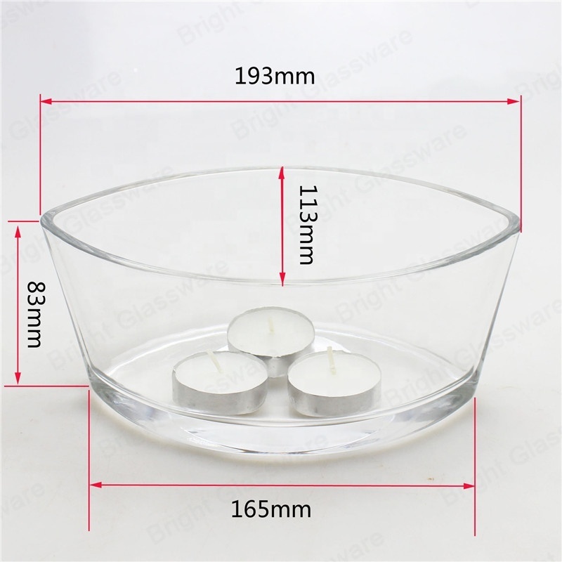 High quality wholesale boat shaped glass candle jar large empty candle holder