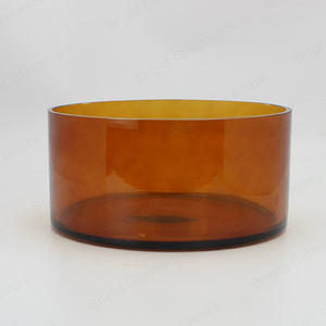 Wholesale 3 Wick Round Candles Holder 500ml 750ml 2000ml Clear Amber Large Glass Candle Bowls For Candle Making