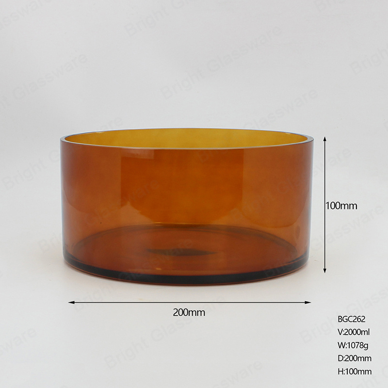 Wholesale 3 Wick Round Candles Holder 500ml 750ml 2000ml Clear Amber Large Glass Candle Bowls For Candle Making