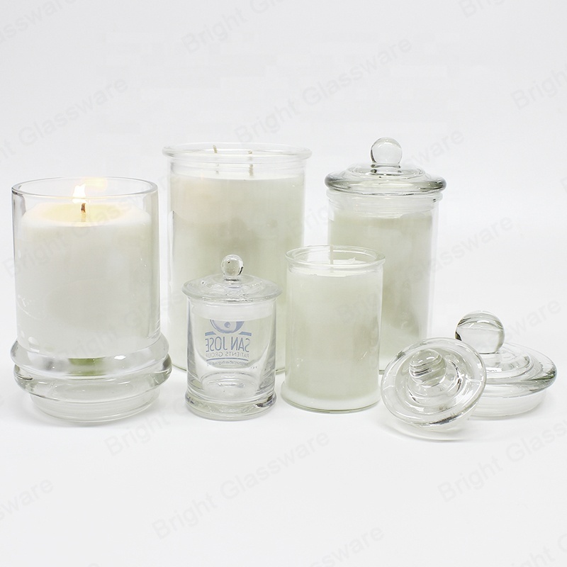 Danube cylinder glass candle jar storage jar with flat lid candle holder