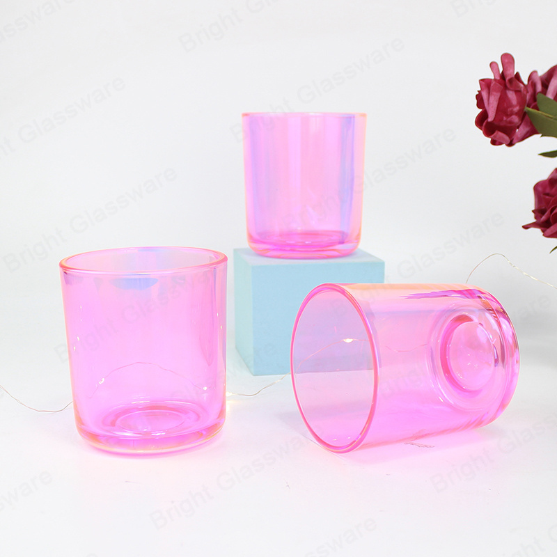 Luxury Mercury Votive Holder Large Vogue Empty Pearl Pink Glass Candle Jar