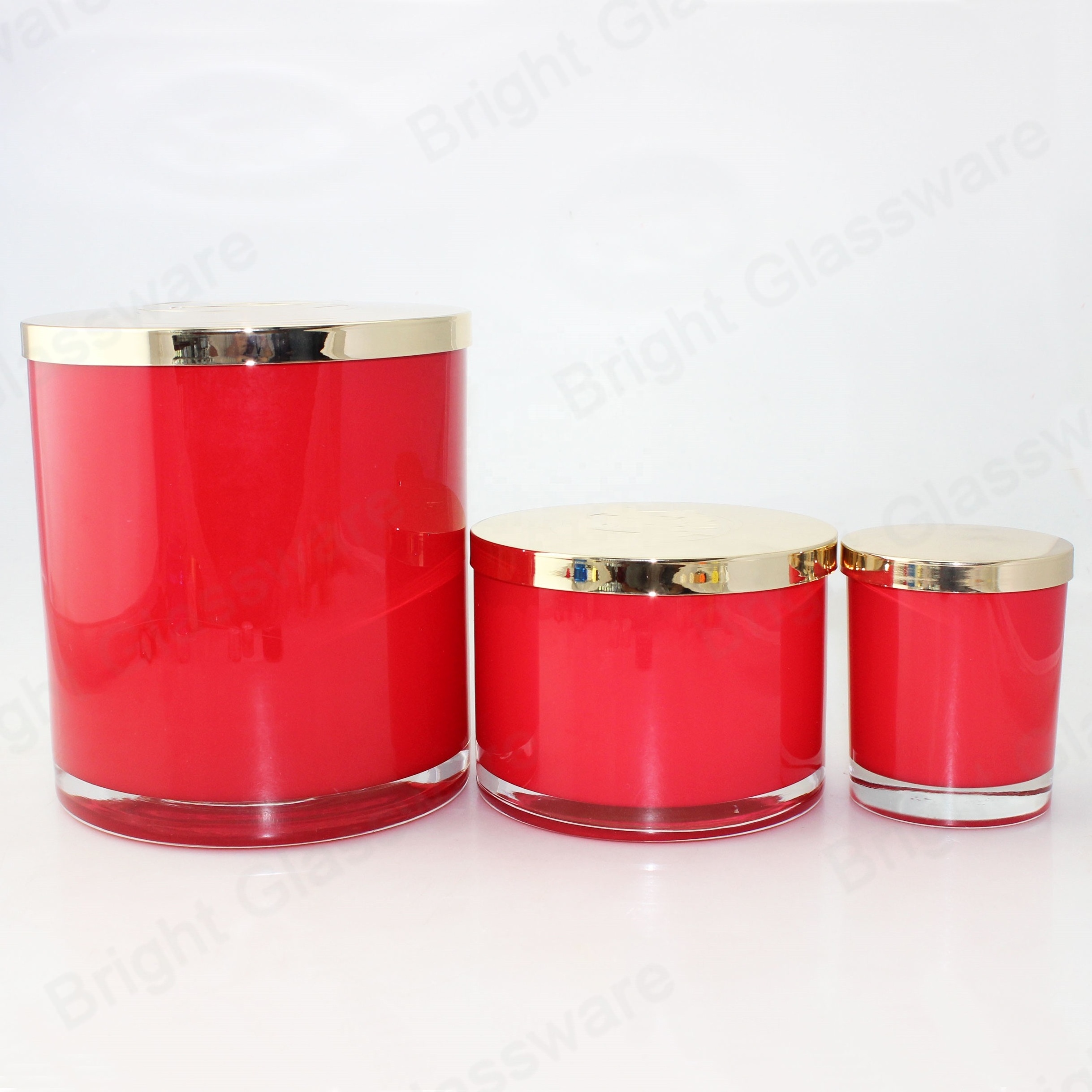 300ml 1000ml 2550ml big volume cylinder glass candle holder jar with metal lid for candle making