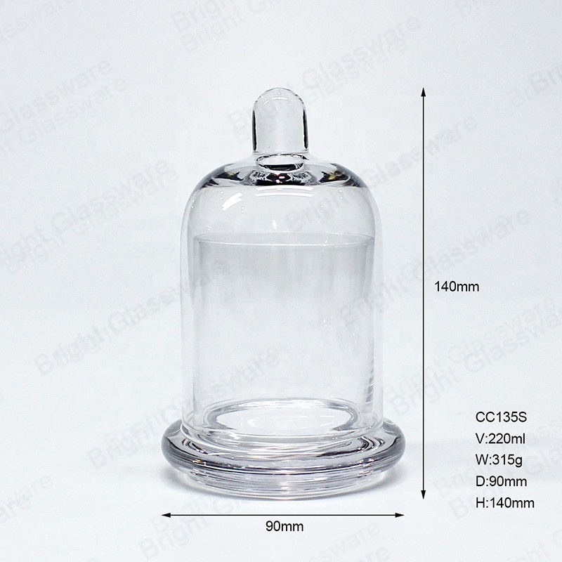 frascos de vidrio para velas Glass Candle Jar luxury with Bell Cloche Color Spraying Aromatherapy Glass Bell Cover Candle Jar