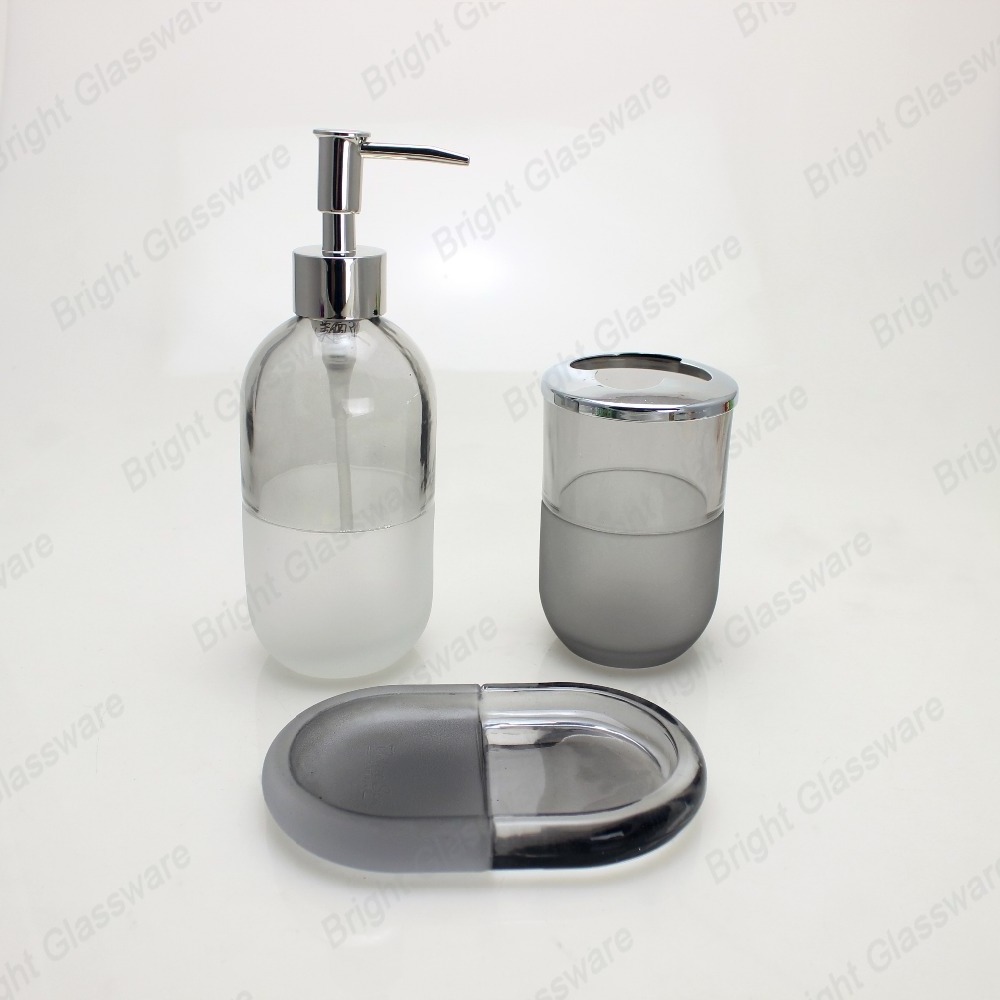 Luxury grey frosted glass bathroom accessories vintage mosaic glass bathroom set