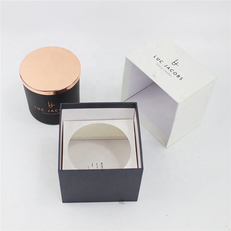 10oz Matte Black Matte White Glass Candle Jars With Metal Lid And Packaging Box Custom Glass Candle Holders For Candle Making