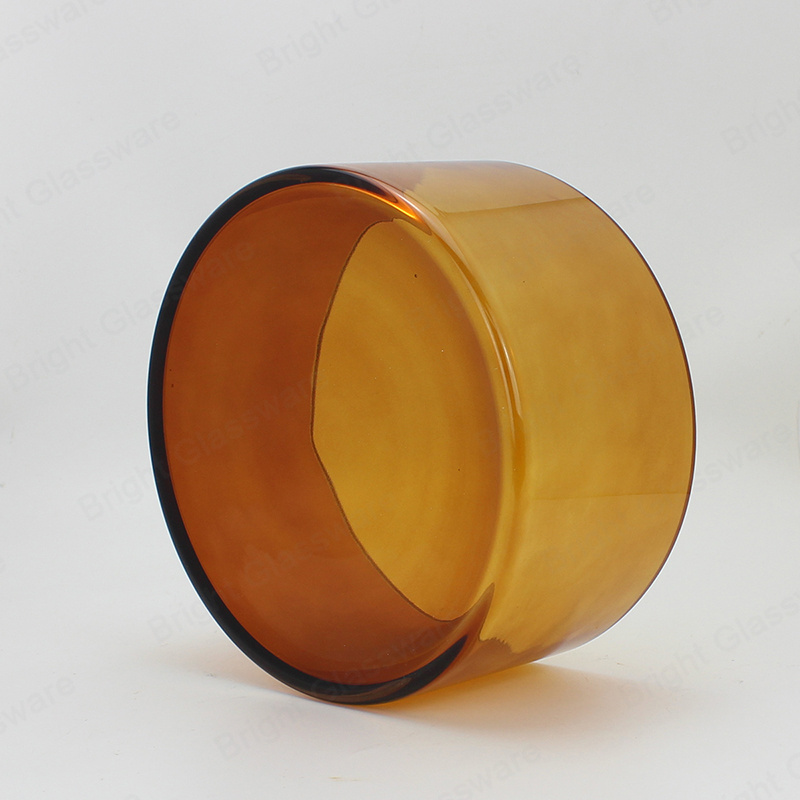 Wholesale 3 Wick Round Candles Holder 500ml 750ml 2000ml Clear Amber Large Glass Candle Bowls For Candle Making