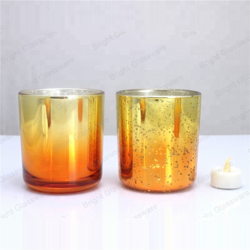 Wholesale New Design Plating Copper Colored Rose Gold  Finished Glass Candle Jars Candle Holders With Lids