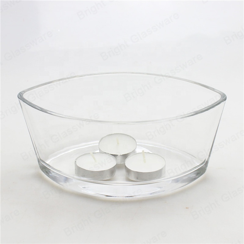 High quality wholesale boat shaped glass candle jar large empty candle holder