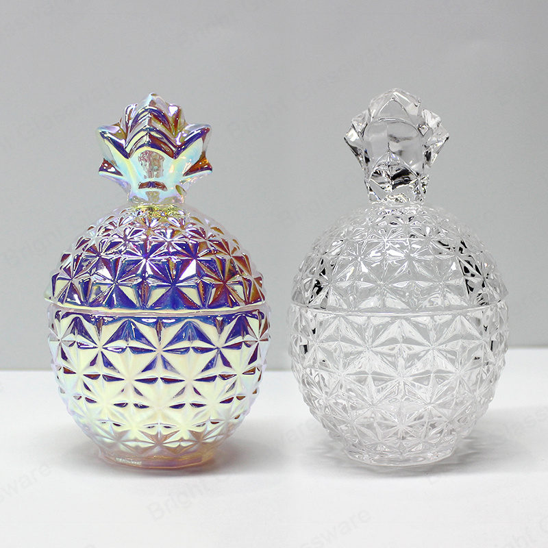 Unique Rainbow Pineapple Shaped Candle Jars With Glass Lid Pineapple Design Tealight Candle Holders For Decor In Bulk