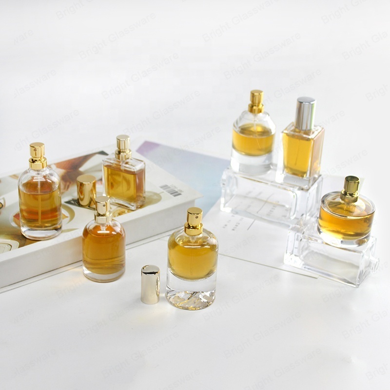 Hot 30ml 40ml 50ml 100ml 120ml Transparent Square Glass Bottle Luxury Perfume Cosmetic Glass Bottle with Spray Head