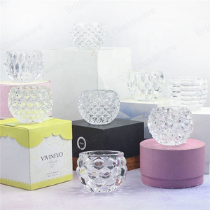 High quality clear crystal glass candle jar tealight candle holder