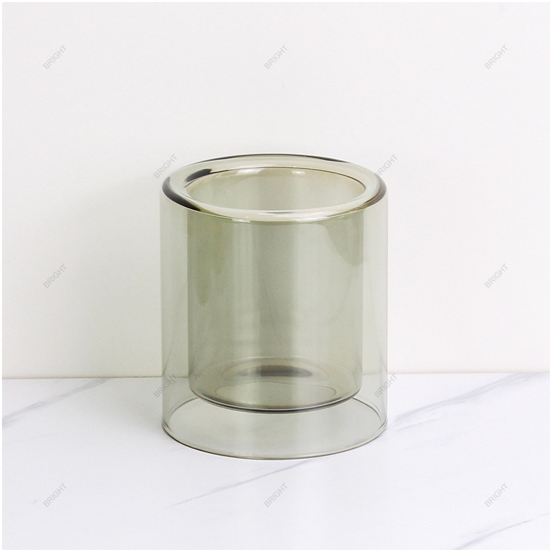 Wholesale Custom Luxury Candle Jar Glass Jar 6oz 10oz 11oz Translucent Color Empty Double Glass Candle Holder For Candle Making