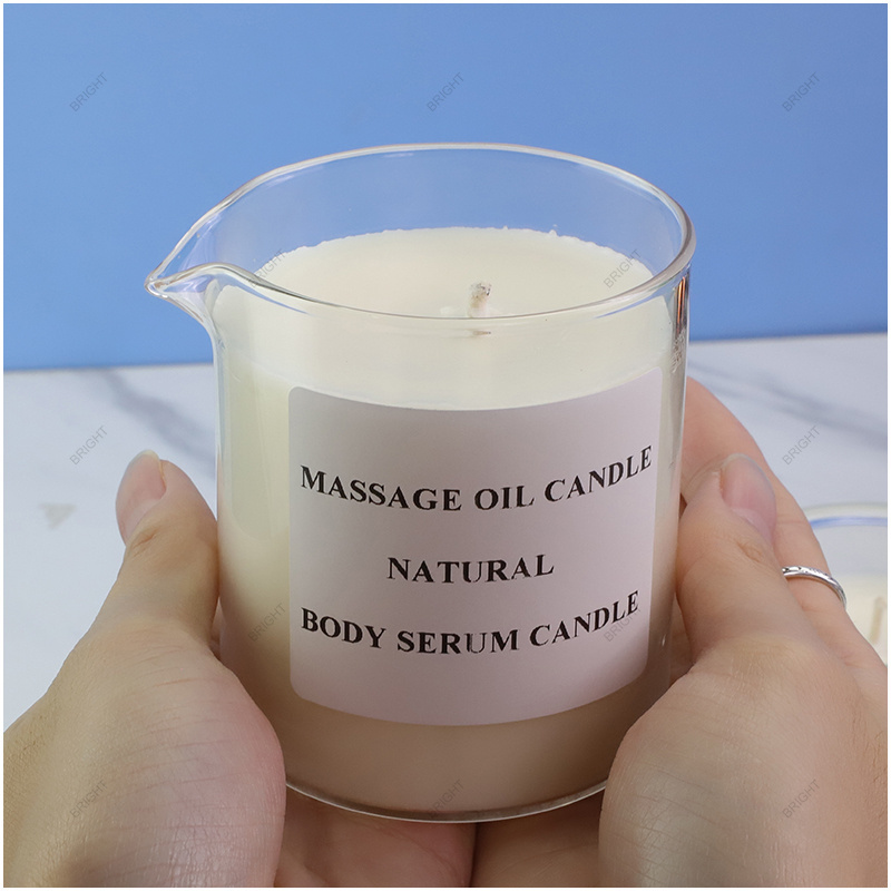 Wholesale High quality Glass Clear Candle Container with Lid Massage Double Walled Candle Jar with Spout