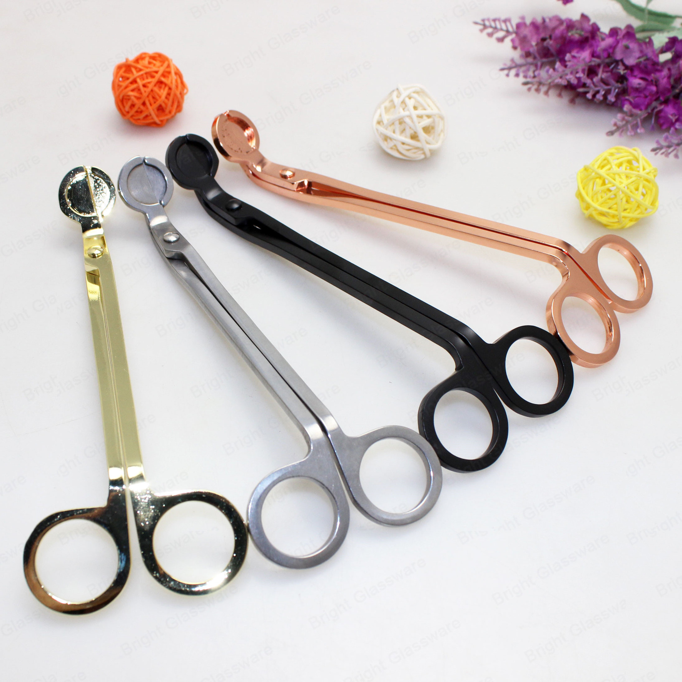 Customized engraved candle accessories tool candle wick trimmer set black rose gold dipper lighter candle snuffer wholesale