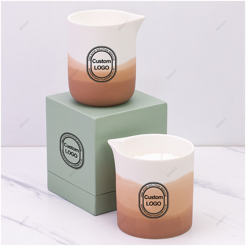 Wholesale Factory Luxury Spa Treatment Scented Candle Soy Wax Container Empty Spout White Ceramic Massage Candle Jar