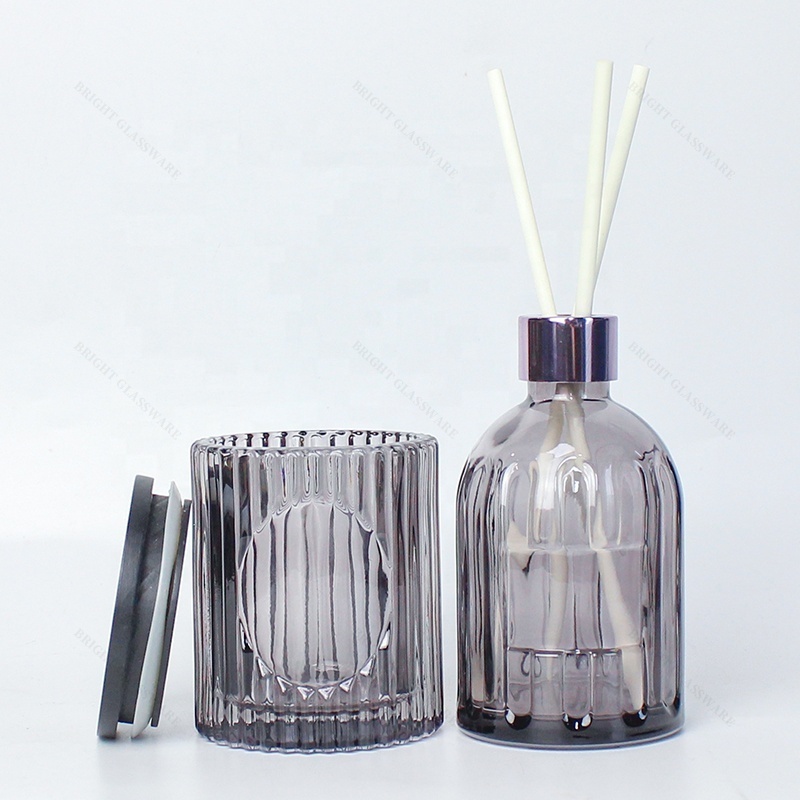 Free Sample Eco-friendly Reusable 50ml 100ml Aroma Bottles Striped Shiny Glass Bottle for Diffuser Wholesale