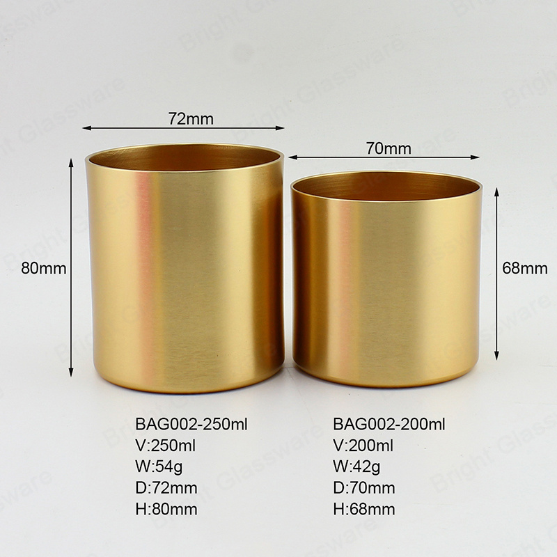 10oz Elegant Steel Empty Copper Gold Metallic Status Tin Can Metal Candle Holders Lanterns Metal Candle Jars With Lid For Candle