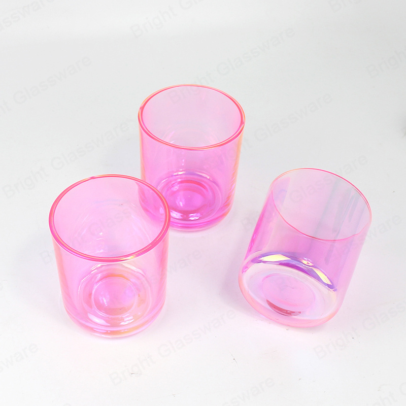 Luxury Mercury Votive Holder Large Vogue Empty Pearl Pink Glass Candle Jar