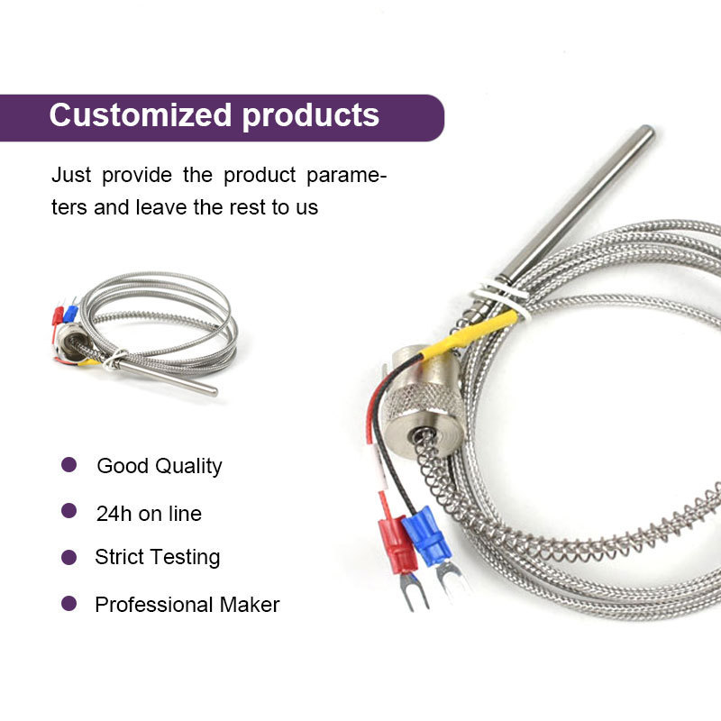 BRIGHT Industrial 3 Wire 1mm Diameter Thermocouple Cable Temperature Sensor Type PT1000 PT100