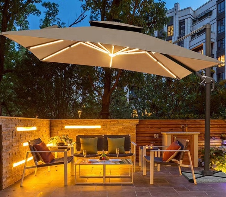 outdoor umbrella garden parasol restaurant beach Sunshade used patio umbrellas with LED light