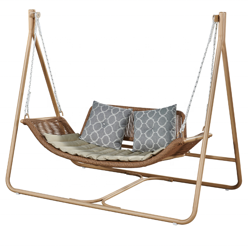 Hanging Chair Aluminium PE Rattan Outdoor Furniture Leisure Double Patented Swing