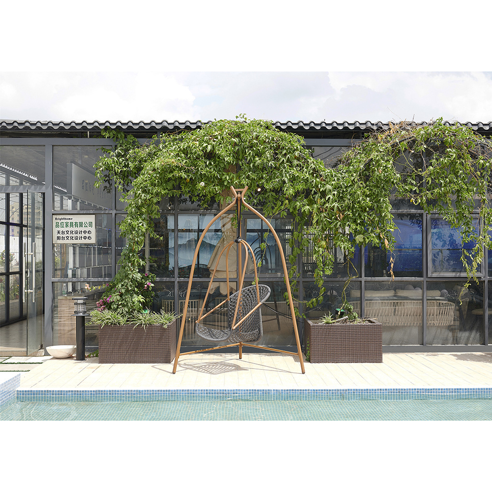 China Luxury Metal Aluminum Rattan Wicker Indoor Outdoor Garden Patio Living Room Baby Hanging Swings Chair Seat For Adults Kids