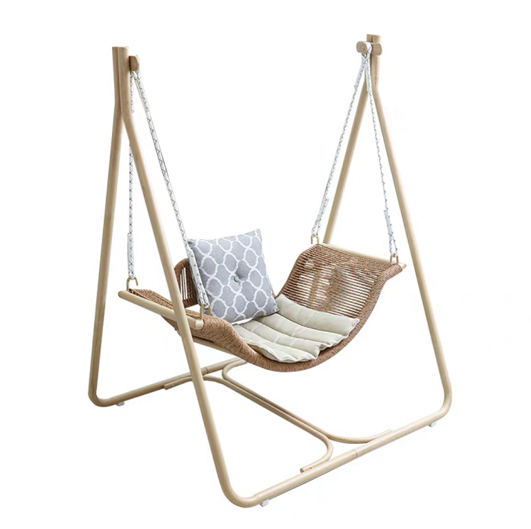 New Products Waterproof Single Seats Solid Wood Furniture Resort Hotel Backyard Hanging Outdoor Patio Garden Swing Chair