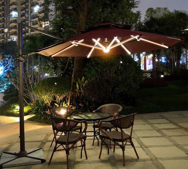 outdoor umbrella garden parasol restaurant beach Sunshade used patio umbrellas with LED light