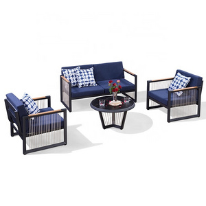 Metal Garden Sofa Set PE Rattan Furniture German Aluminum Outdoor Sofa