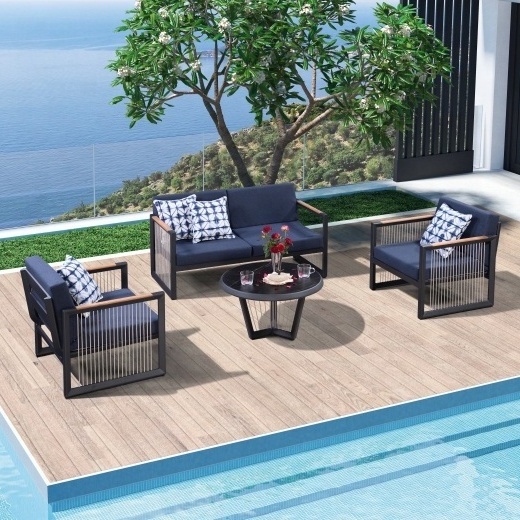 Metal Garden Sofa Set PE Rattan Furniture German Aluminum Outdoor Sofa