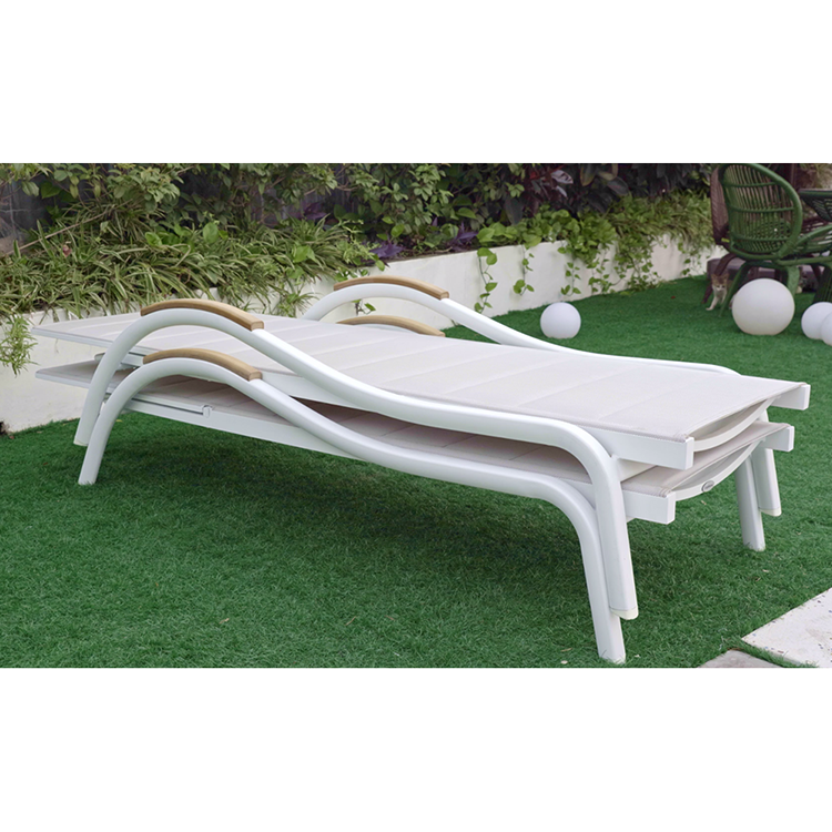 Custom Nordic White Stackable Low Seat Beach Bed Lounge Garden Furniture Chairs Pool Side Outdoor Sunlounger Swimming