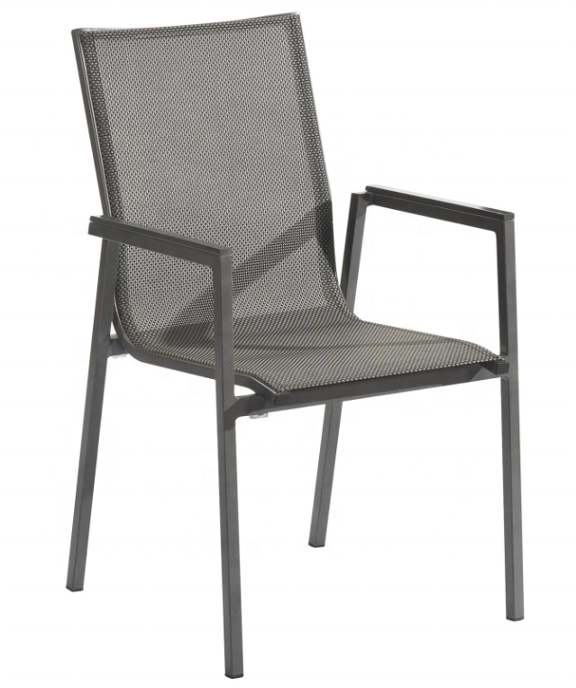 High Quality Coff Shop Aluminum Fabric Stackable Teslin Bistro Outdoor Armchair