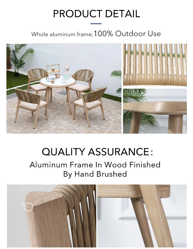 Patio modern luxury style aluminum casting  garden furniture outdoor restaurant tables and chairs