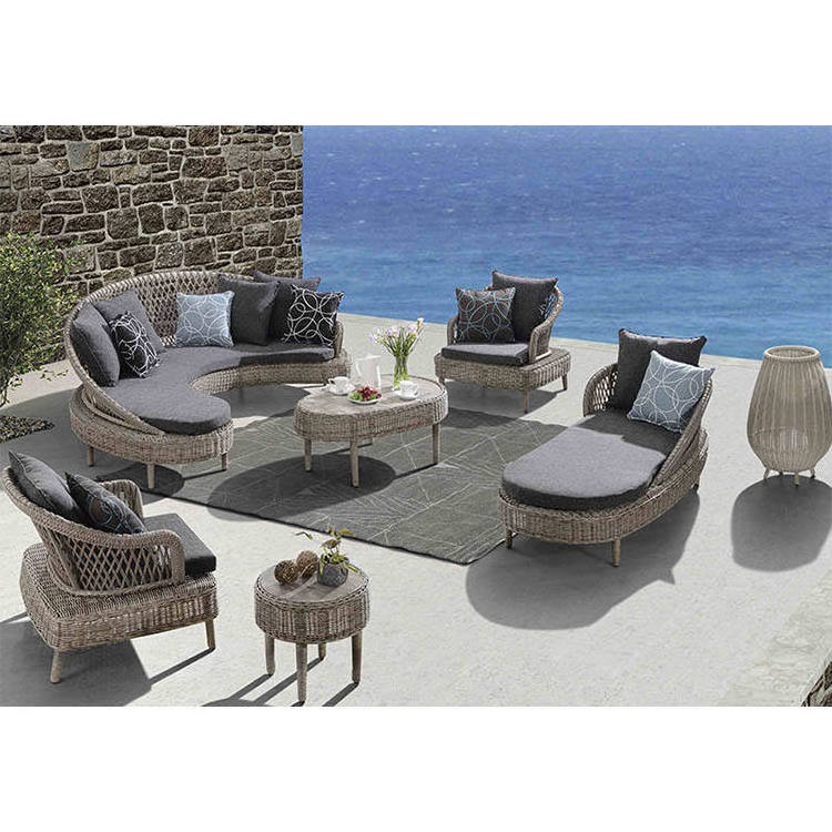 Garden waterproof rope weaving modern luxury balcony luxury outdoor lounge sectional sofa set