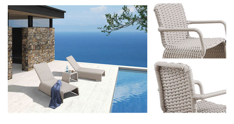 Patio Garden Outdoor Furniture Aluminum Swimming Pool Chair Sun Bed Office Hotel Vine Garden Rattan Wicker Sun Lounger Chaise