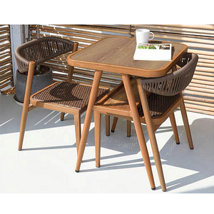 Metal Aluminum Patio Modern Outdoor Garden Rattan Furniture Table And Chair Outdoor Bistro Set