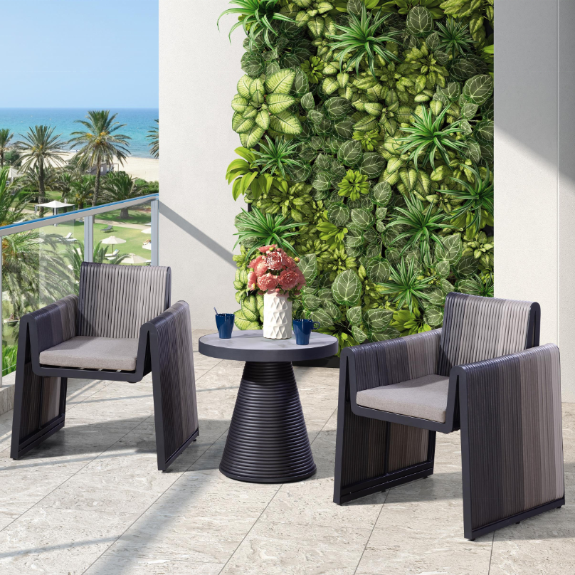 Custom modern wicker garden furniture outdoor rattan dining table and chair set patio dining set