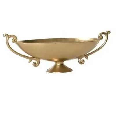 Gold Plated Rough Finished Snacks and Fruit Bowl with Base Used for Serving Delicious Food Salad and Dessert at Home