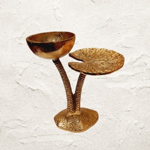 Gold Plated Rough Finished Snacks and Fruit Bowl with Base Used for Serving Delicious Food Salad and Dessert at Home