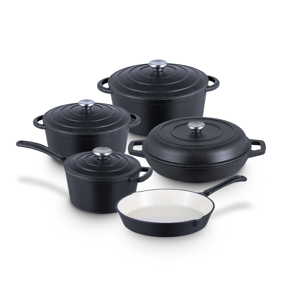 Bright Houseware Wholesale Cooking Pots And Pans Factory Wholesale Stock Green Enamel Cast Iron Sauce Pot Cast Iron Cookware Set