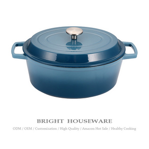 Bright Houseware New Design Unique Cast Iron Cookware Large Non Stick Dutch Oven Oval Enamel Cast Iron Casserole Enamel Pots